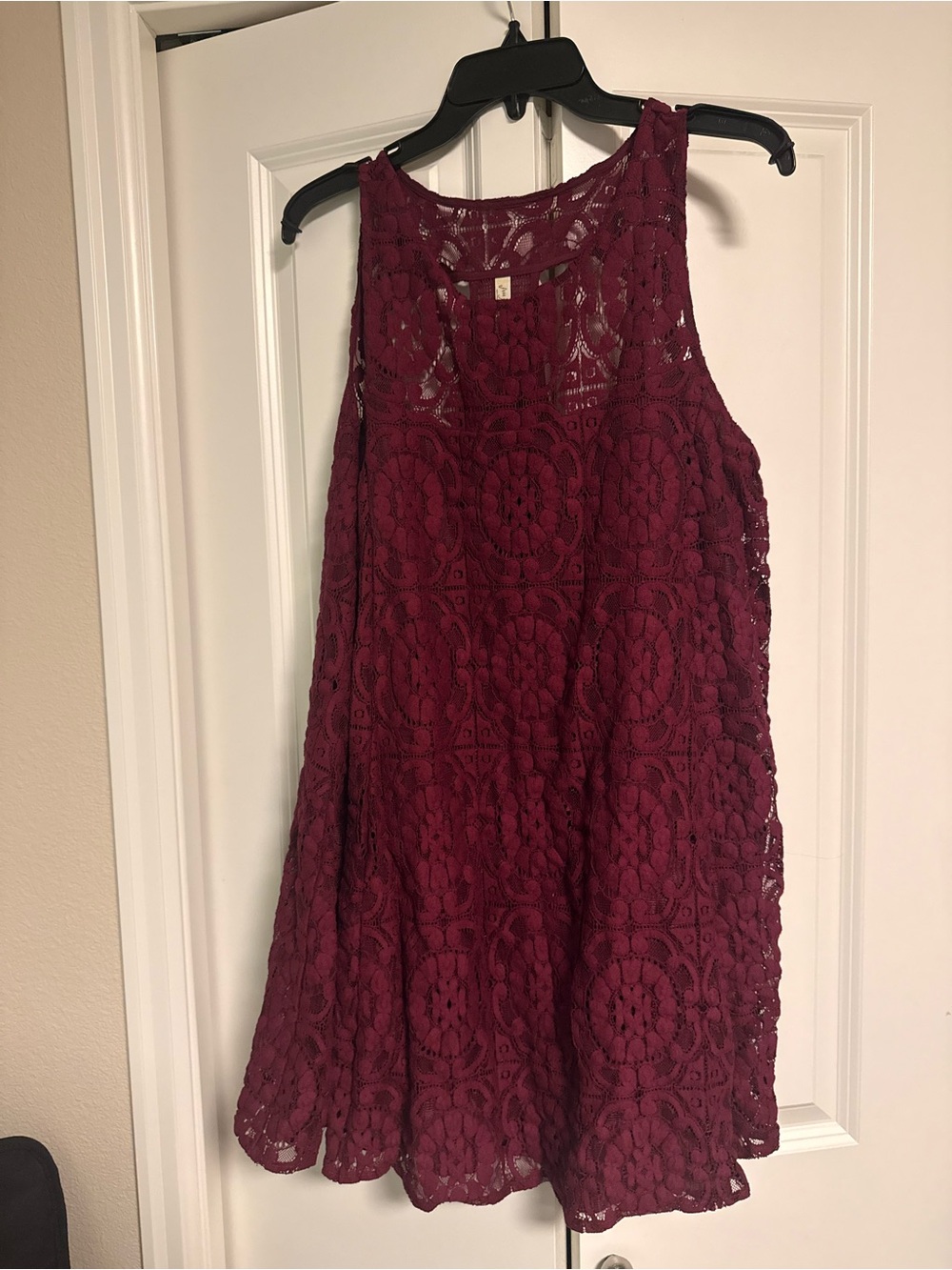 Free People Sleeveless Lace Dress in Burgundy